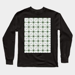 Festive Farmhouse Fir Branch Checkerboard - Sage Green - Cozy Winter Collection Long Sleeve T-Shirt